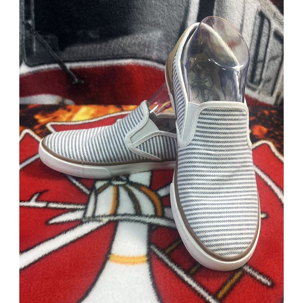 Tommy Bahama Sneakers Womens 8.5 Med Sailor Striped Canvas Slip On Boat Shoes
